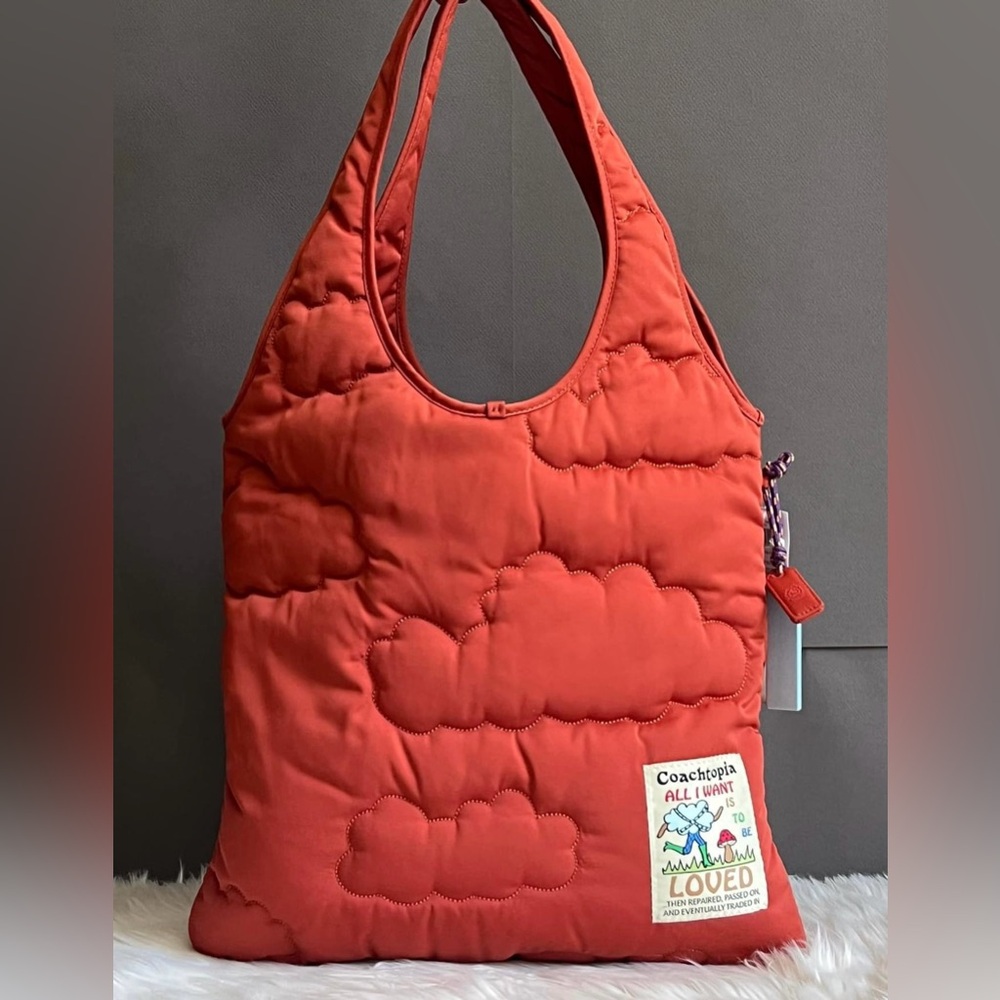 Coach Dark Orange Quilted Tote Bag